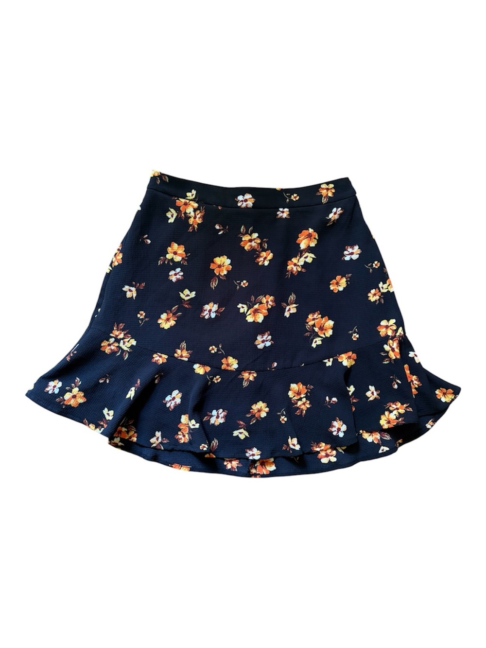 Gypsies & Moondust Boho Fairycore Festival Y2K Black Floral Ruffle Mini Skirt XS